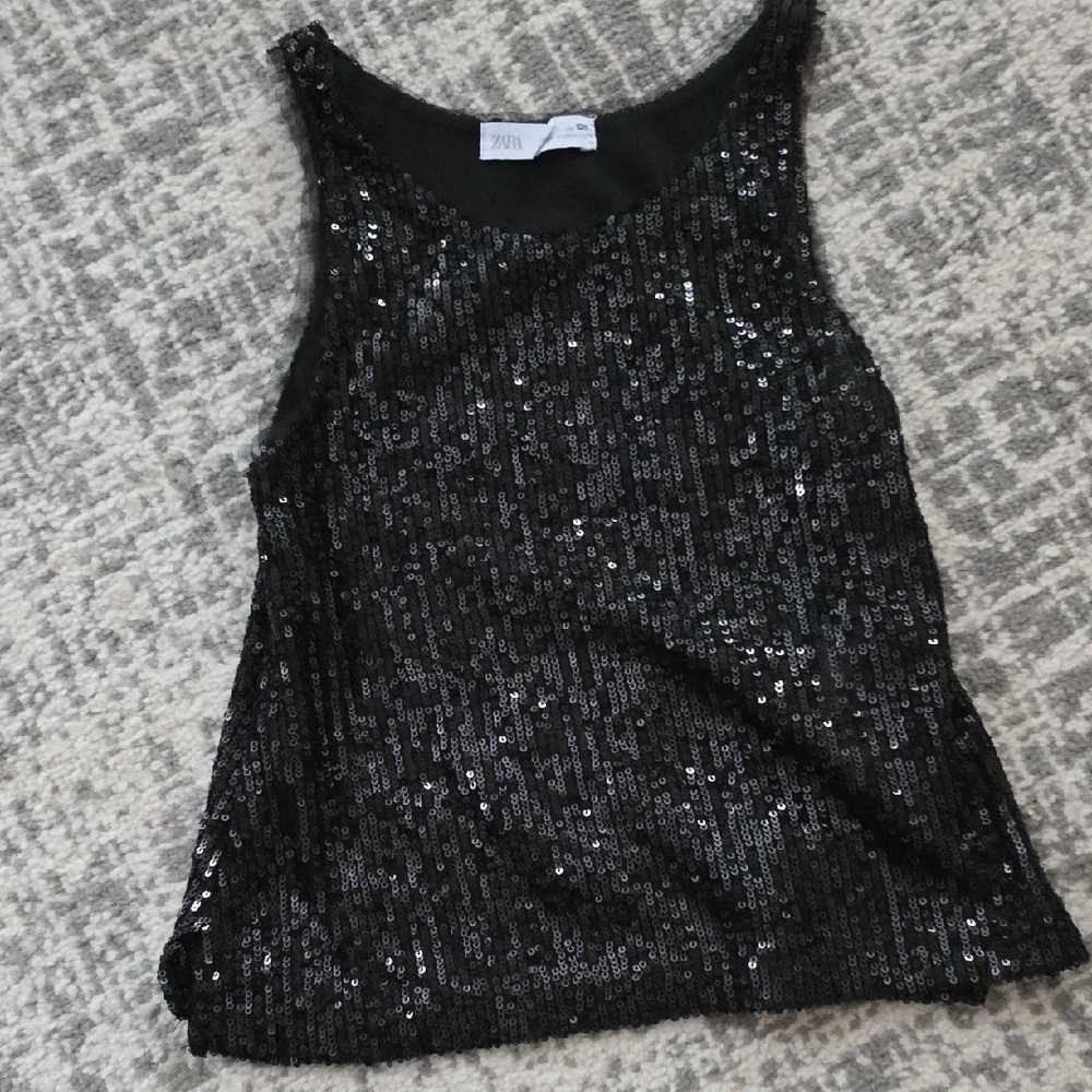 Zara Black Sequin Tank Top